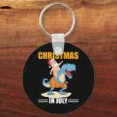 7月のクリスマス 恐竜サンタ 夏のXmas キーホルダー (正面)