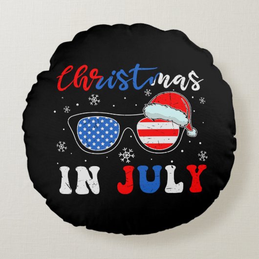 「7月のクリスマス」 – 愛国的サングラス ラウンドクッション (正面)