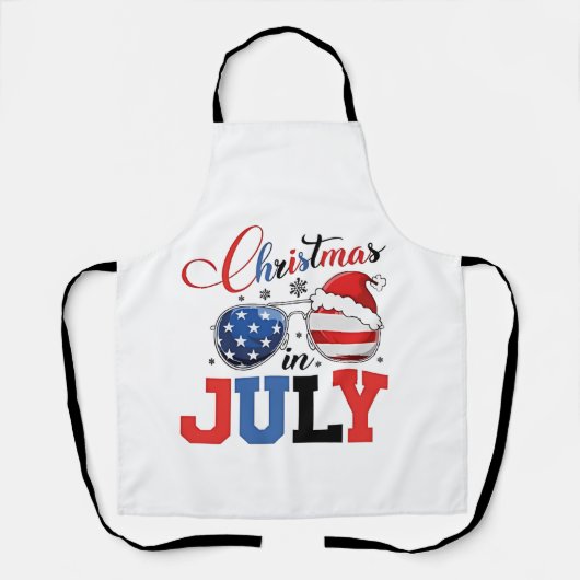 7月のクリスマス 楽しいサンタ 7月4日 Xmas エプロン (正面)