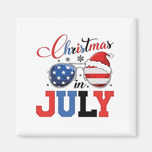 7月のクリスマス 楽しいサンタ 7月4日 Xmas マグネット (正面)