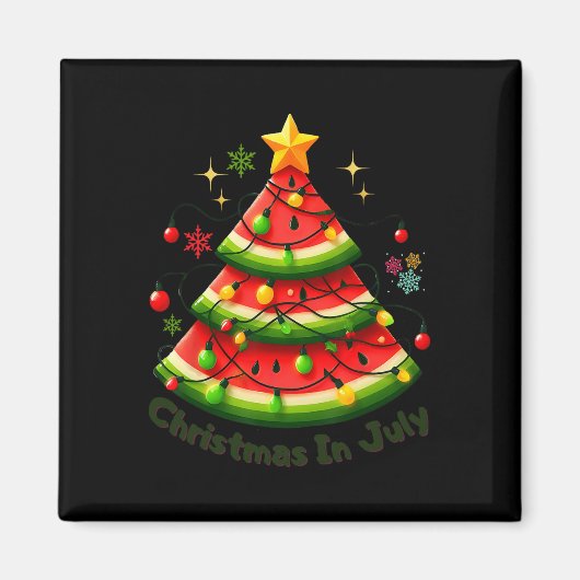 7月のクリスマス 楽しいスイカ クリスマス 夏 マグネット (正面)