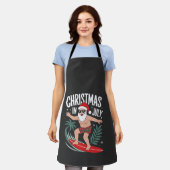 7月のクリスマス 楽しい クリスマス サンタ ビーチ エプロン (着用した状態)