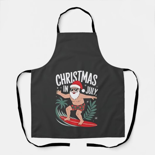 7月のクリスマス 楽しい クリスマス サンタ ビーチ エプロン (正面)