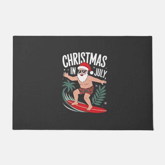 7月のクリスマス 楽しい クリスマス サンタ ビーチ ドアマット (正面)