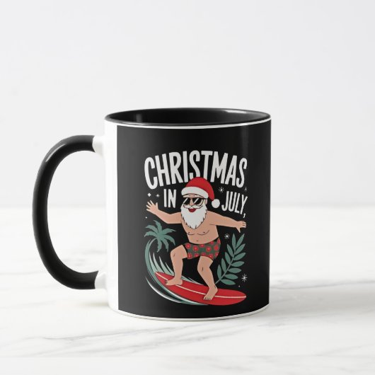 7月のクリスマス 楽しい クリスマス サンタ ビーチ マグカップ (左)