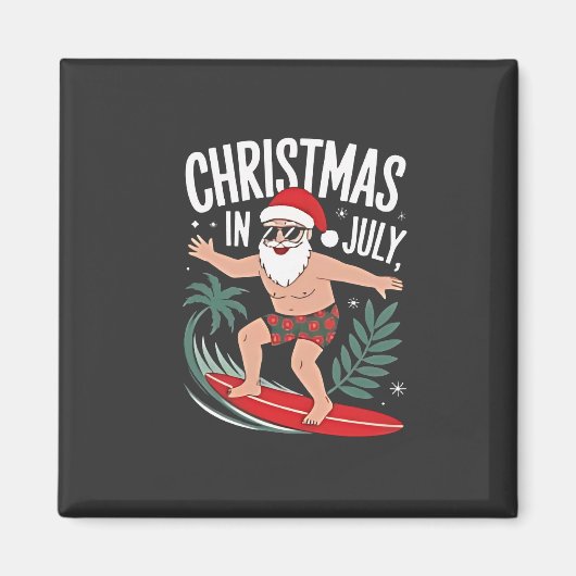 7月のクリスマス 楽しい クリスマス サンタ ビーチ マグネット (正面)