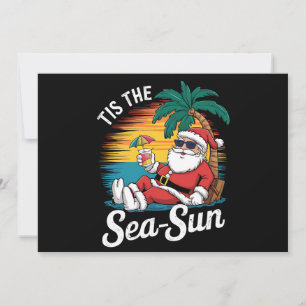 7月のクリスマス、海、太陽、サンタ、ビーチ 招待状