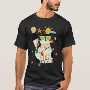 7月のクリスマス、涼しい子猫、ペットの夏のトロピカル Tシャツ