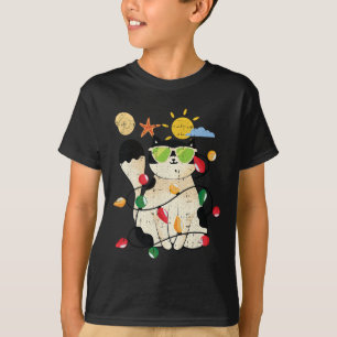 7月のクリスマス、涼しい子猫、ペットの夏のトロピカル Tシャツ