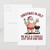 7月のクリスマス：牛乳もコーヒーもなし、ただのビール インビテーションポストカード (正面/裏面)