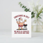 7月のクリスマス：牛乳もコーヒーもなし、ただのビール インビテーションポストカード (スタンド正面)