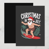 7月のクリスマス 面白い クリスマス サンタ ビーチ 招待状 (正面/裏面)