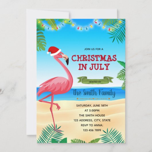 7月のクリスマス 4日7月 招待状 (正面)