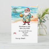7月のクリスマス SANTA CLAUS 日程を保存 招待状 (スタンド正面)