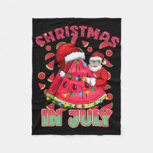 7月のクリスマス Xmas スイカ サンタ ビーチ バケーション フリースブランケット