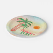 7月のクリスマスBBQパーティーパームツリーズ紙プレート ペーパープレート (アングル)