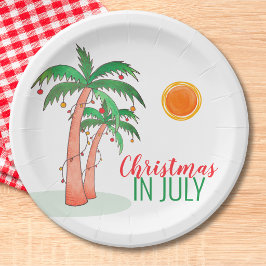 7月のクリスマスBBQパーティーパームツリー ペーパープレート