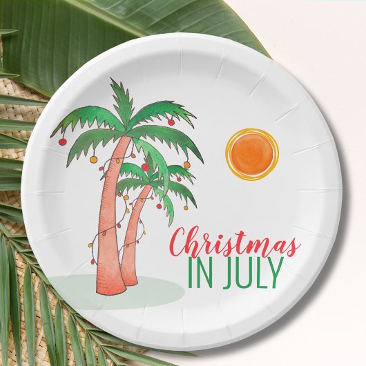 7月のクリスマスBBQパーティーヤシ ペーパープレート