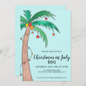 7月のクリスマスBBQパームツリー 招待状 (正面/裏面)