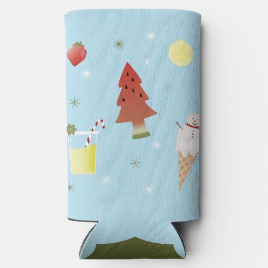 7月のクリスマスBBQ夏のパーティー パーソナライズされた スリム缶クーラー (裏面)