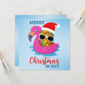 7月のクリスマスPineapple Santas Hat Flamingo Ho カード (正面/裏面インサイチュ)