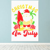 7月のクリスマスSanta Claus Patriotic USA Sungla キャンバスプリント (インサイチュ (ウッドフロア))
