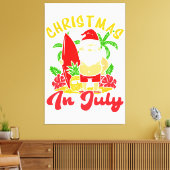 7月のクリスマスSanta Claus Patriotic USA Sungla キャンバスプリント (インサイチュ (リビング))