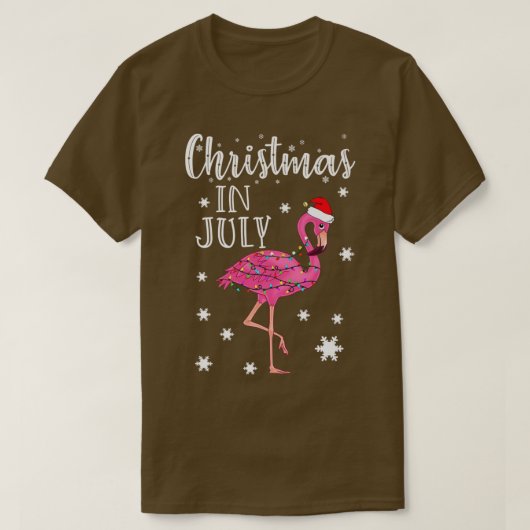 7月のクリスマスSanta Hat Kids Toddlのフラミンゴ Tシャツ (デザイン正面)