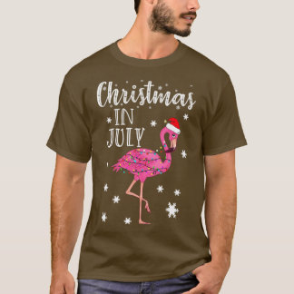 7月のクリスマスSanta Hat Kids Toddlのフラミンゴ Tシャツ