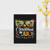 7月のクリスマスSanta Hat Sunglasses Summer Vaca カード (黄色い花)