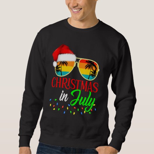 7月のクリスマスSanta Hat Sunglasses Summer Vaca スウェットシャツ (正面)