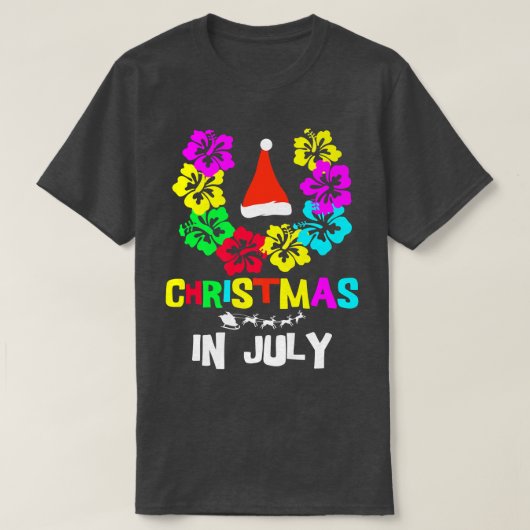 7月のクリスマスSanta Hat Sunglasses Summer Vaca Tシャツ (デザイン正面)