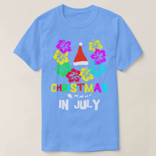 7月のクリスマスSanta Hat Sunglasses Summer Vaca Tシャツ (デザイン正面)