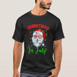 7月のクリスマスSanta Hat Usa国旗Sunglasses Su Tシャツ