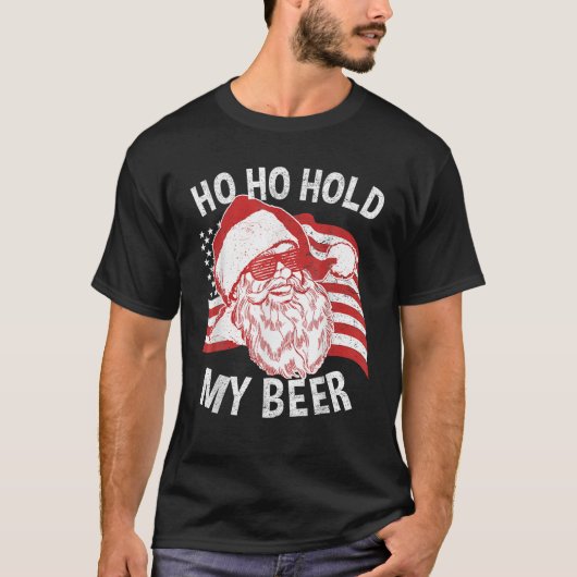 7月のクリスマスSanta Ho Hos Hall My Beer Drink L Tシャツ (正面)
