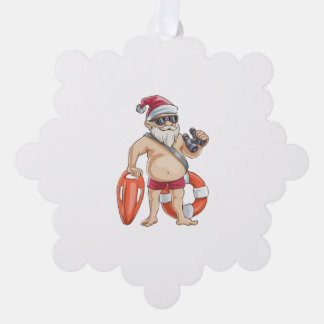7月のクリスマスSanta Lifeguard オーナメントカード