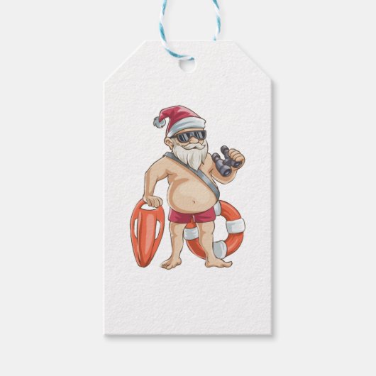 7月のクリスマスSanta Lifeguard ギフトタグ (正面)