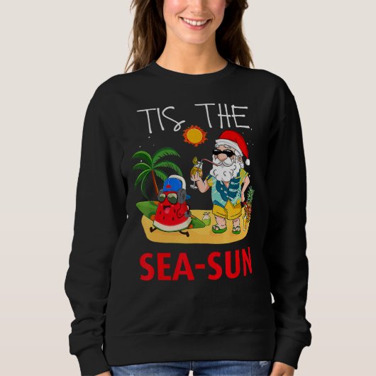 7月のクリスマスSanta Tis The Sea SunビーチFrui スウェットシャツ (正面)