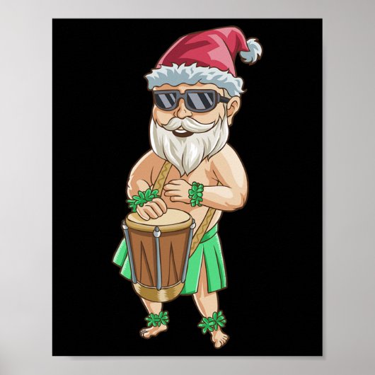 7月のクリスマスTシャツ 楽しいサンタ ハワイアンサマー ポスター (正面)