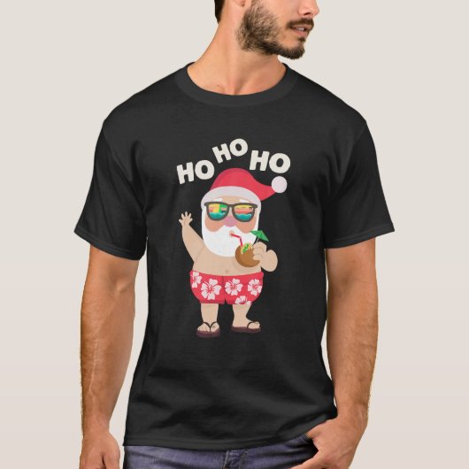 7月のクリスマスTee Santa SummerおもしろいビーチVac Tシャツ (正面)