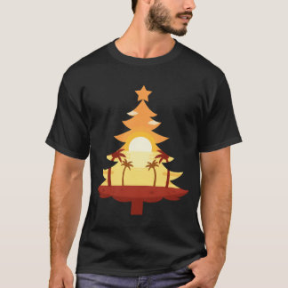 7月のクールクリスマスChristmasree Sunset friends Tシャツ