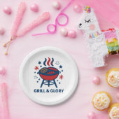7月のグリル&グローリー4th BBQ紙プレート- Red Wh ペーパープレート (パーティー)