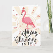 7月のグリーティングカードでのピンクのフラミンゴのクリスマス サンキューカード (正面)