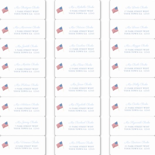 7月のゲスト住所の全米アメリカ国旗4日 シール (正面)