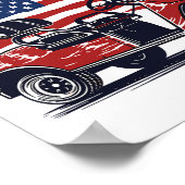 7月のゴルフカート米国国旗Patrioti ポスター (角)