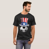 7月のサッカーボール4thアンクルサム男女性アメリク tシャツ (正面フル)