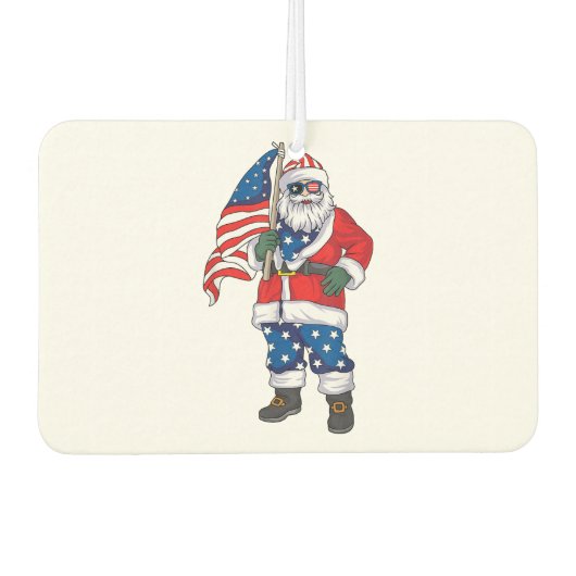 7月のサンの4th愛国的なサンタ・アメリカのクリスマス カーエアーフレッシュナー (正面)