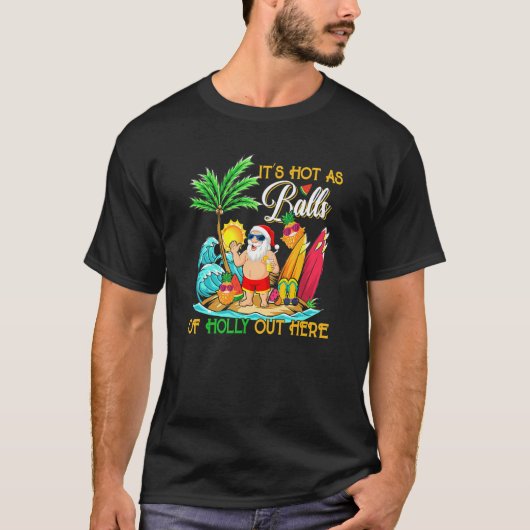 7月のサンタクリスマスホリーの玉のように暑い Tシャツ (正面)