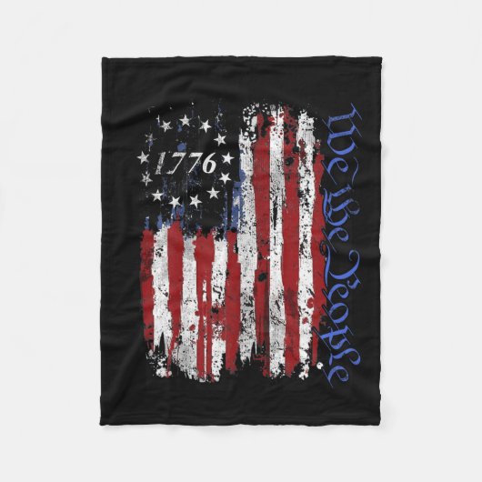 7月のシャツのうち、我々は人々1776米国国旗のジェット図 フリースブランケット (正面)