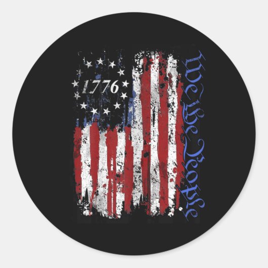 7月のシャツのうち、我々は人々1776米国国旗のジェット図 ラウンドシール (正面)